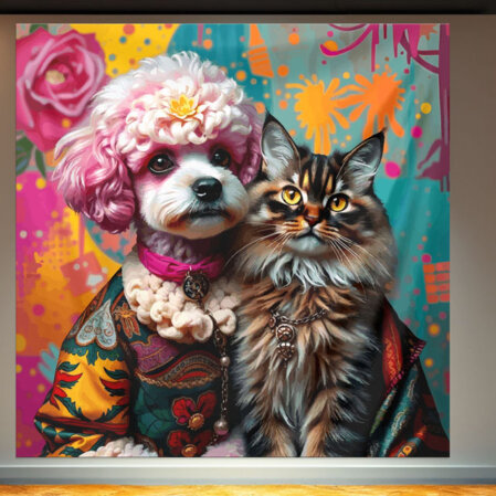 Tierisch bunte Freundschaften | Hund ´N´ Katz Edition LoftArt-Bild - Hund ´N´ Katz Edition